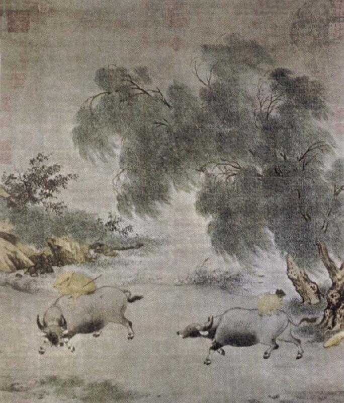 Li Ti Drovers returning in a storm China oil painting art